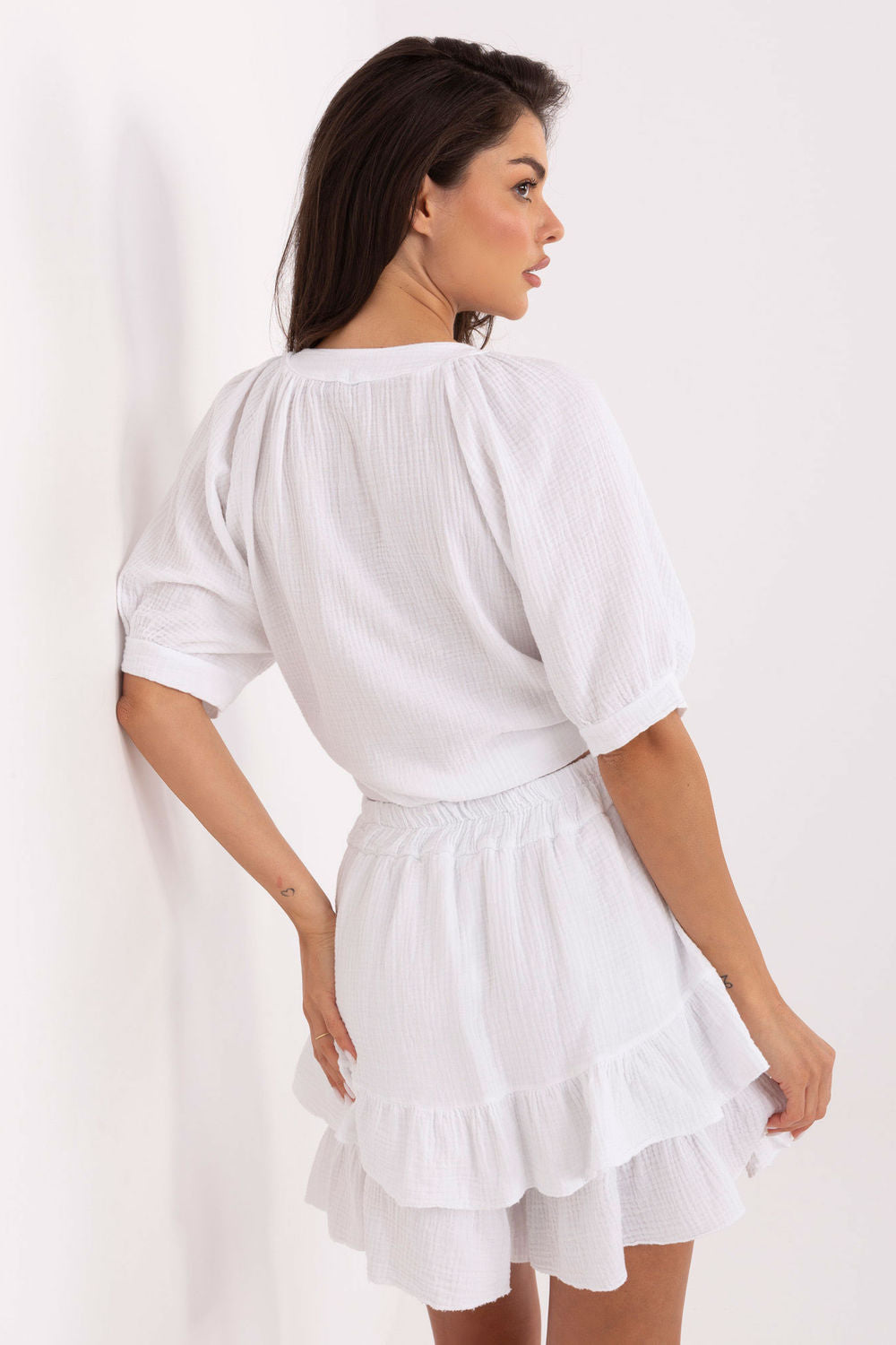 Och Bella White Wide Leg High Waisted Co-Ord Set - view 4