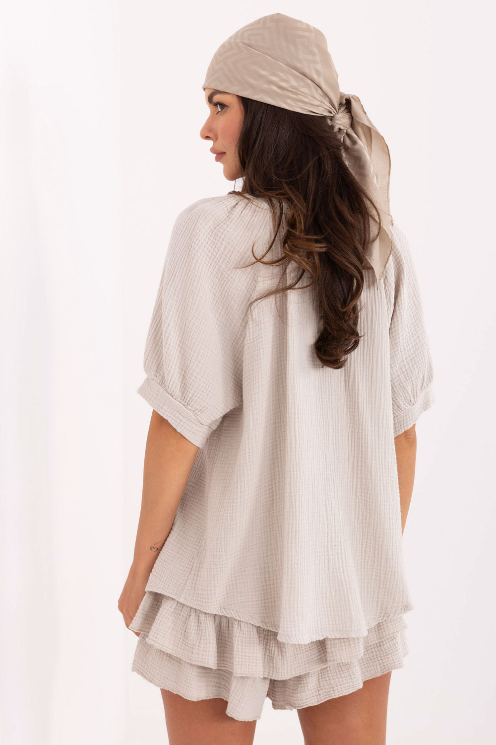 Och Bella Light Beige Wide Leg High Waisted Co-Ord Set - view 3