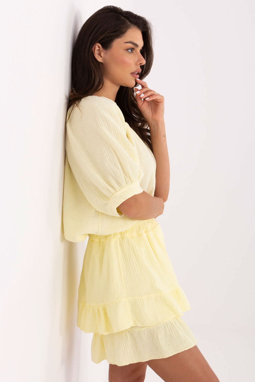 Och Bella Light Yellow Wide Leg High Waisted Co-Ord Set - view 2