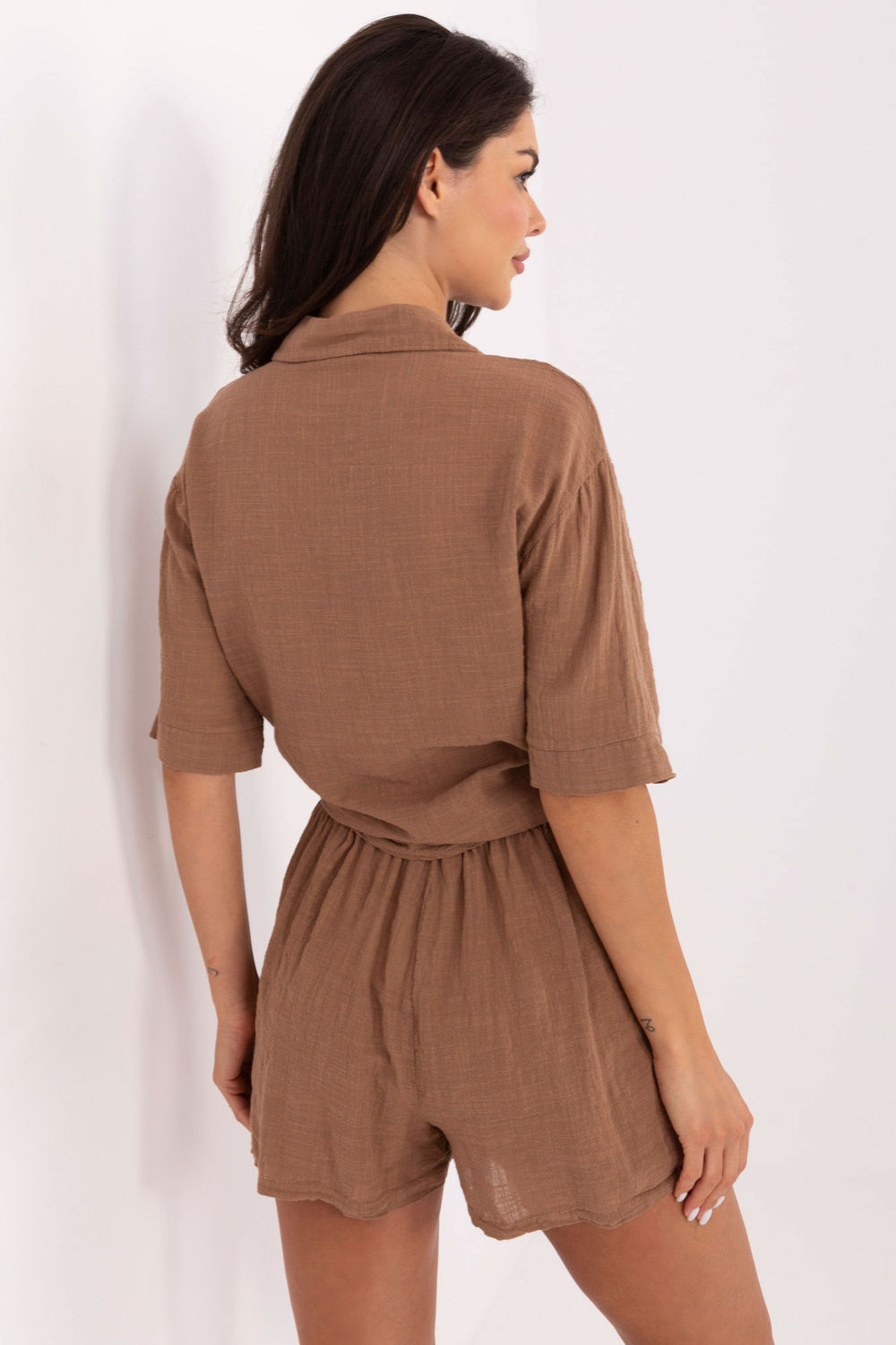 Och Bella Brown Wide Leg High Waisted Co-Ord Set - view 3