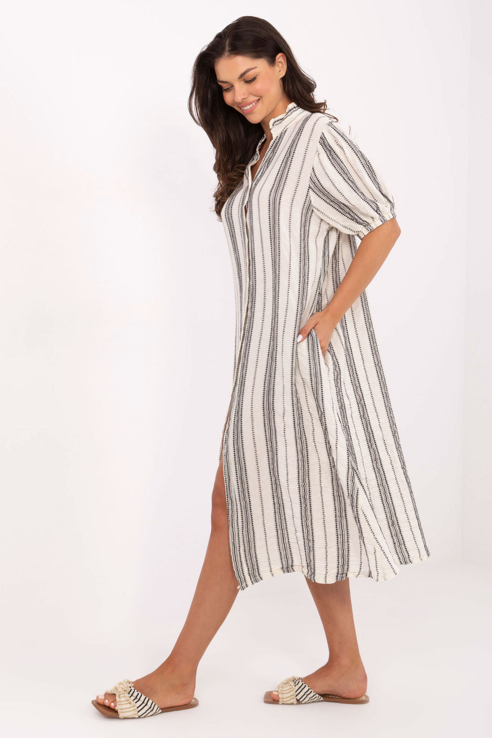 Och Bella Black Midi Striped Dress - view 2