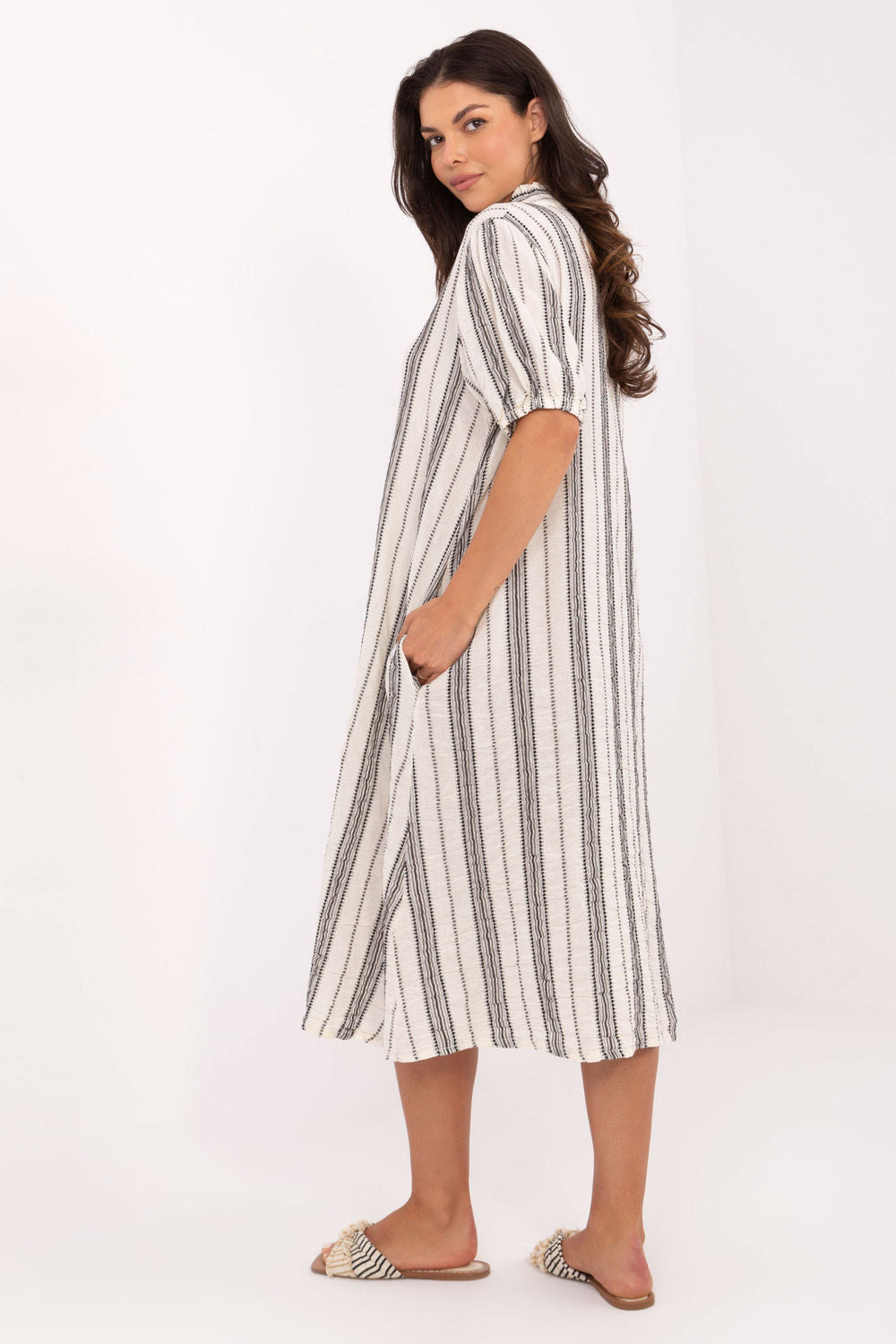 Och Bella Black Midi Striped Dress - view 3
