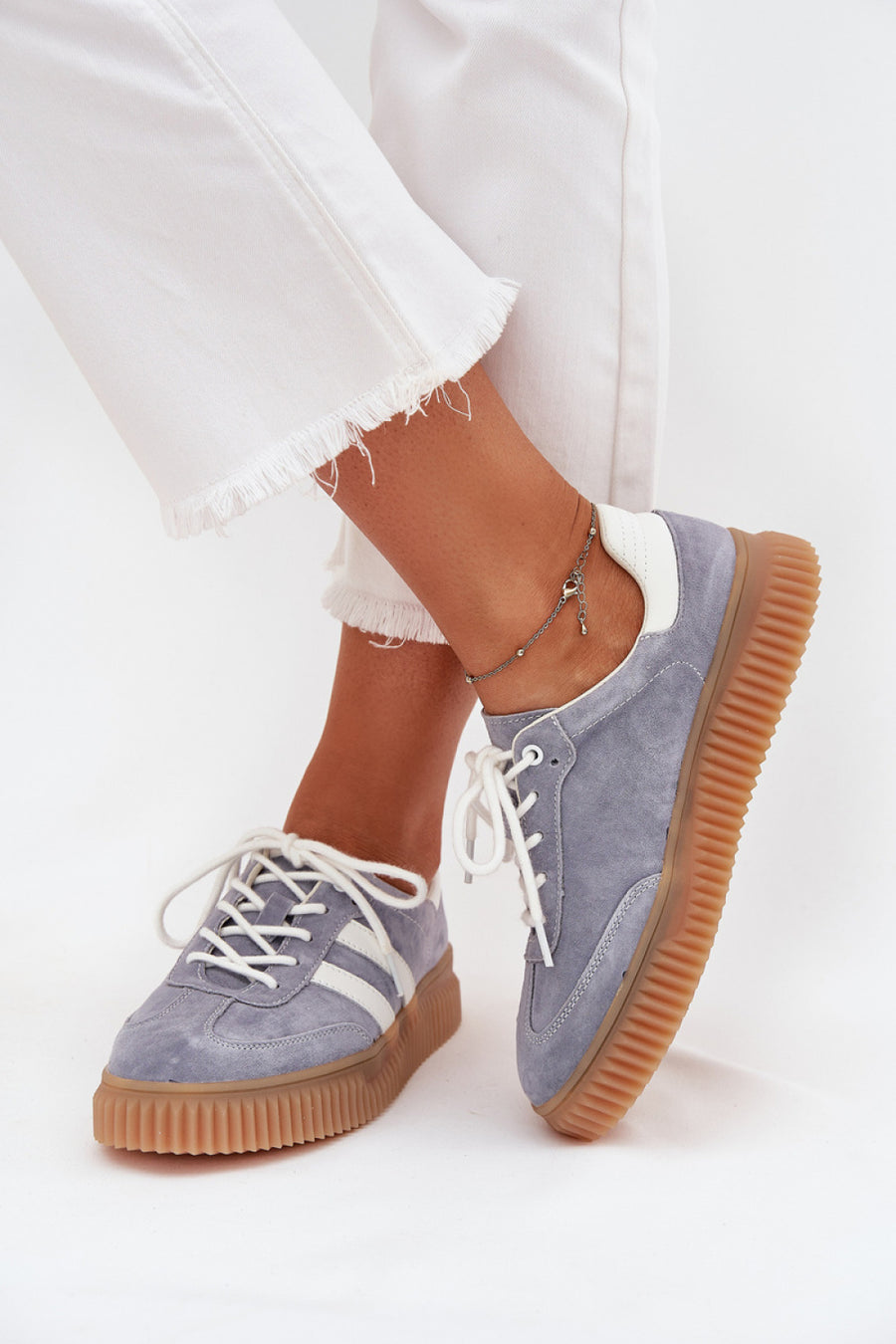 Step In Style Blue Suede Platform Trainers