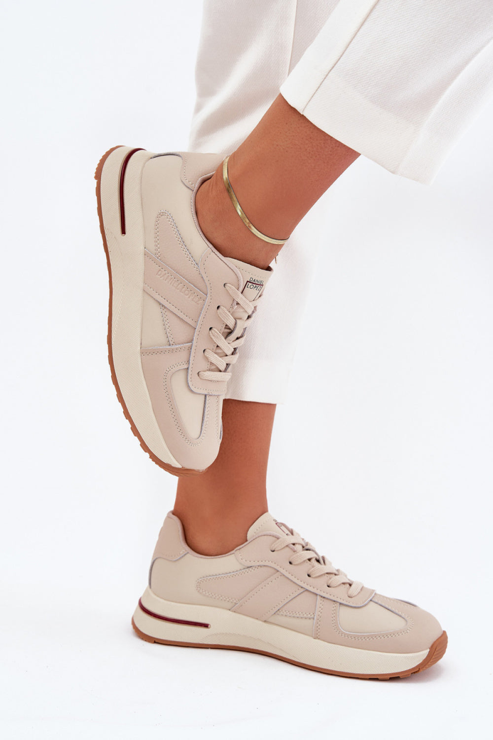 Step In Style Beige Leather Trainers - view 3