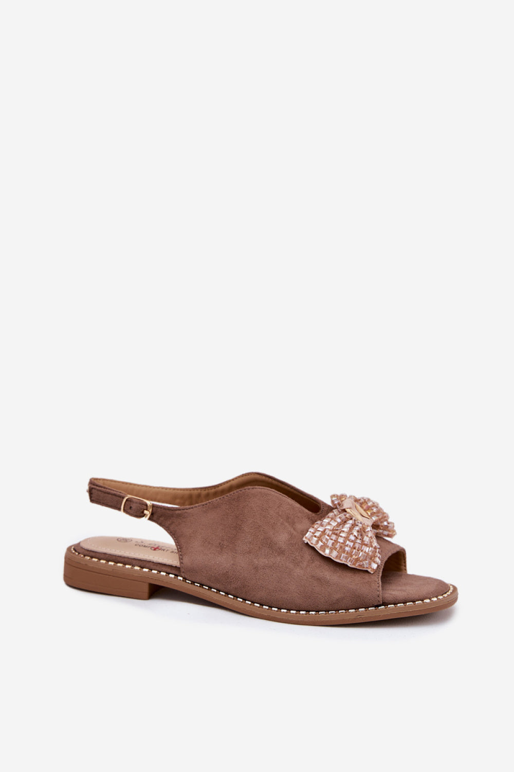 Step In Style Dark Beige Faux Suede Flat Sandals - view 2