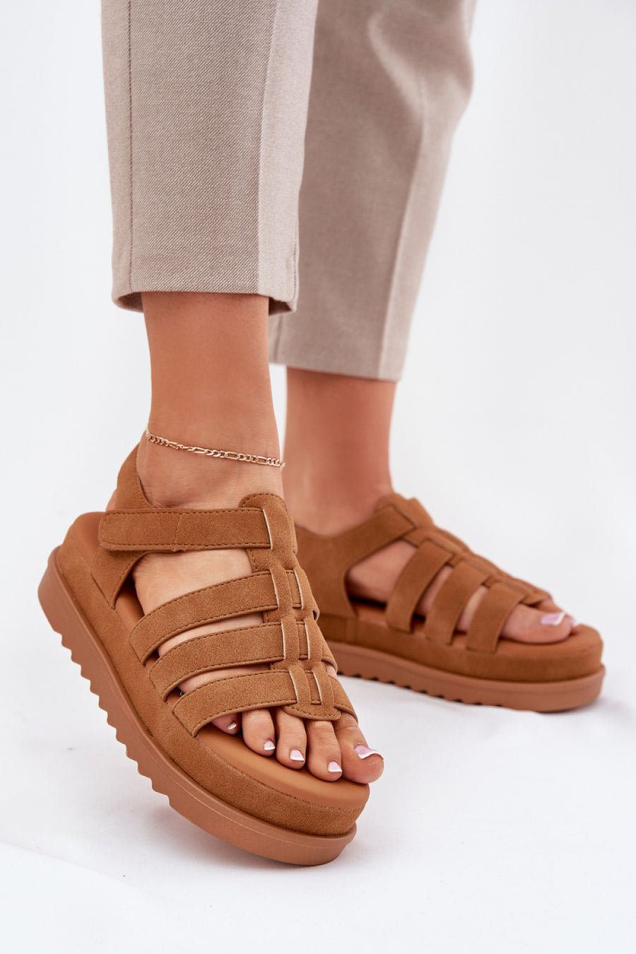 Step In Style Filisenia Camel Faux Suede Platform Sandals