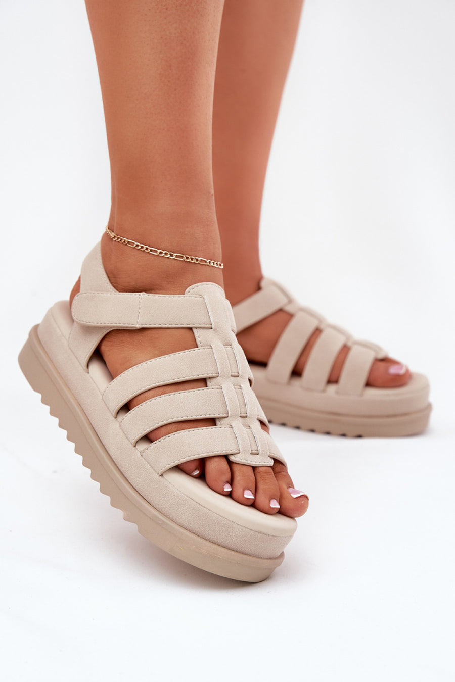 Step In Style Filisenia Beige Faux Suede Platform Sandals