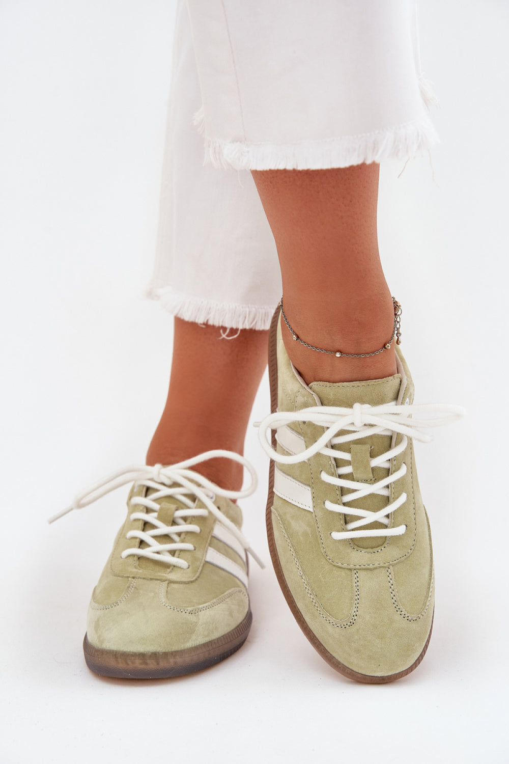 Step In Style Lime Leather Trainers
