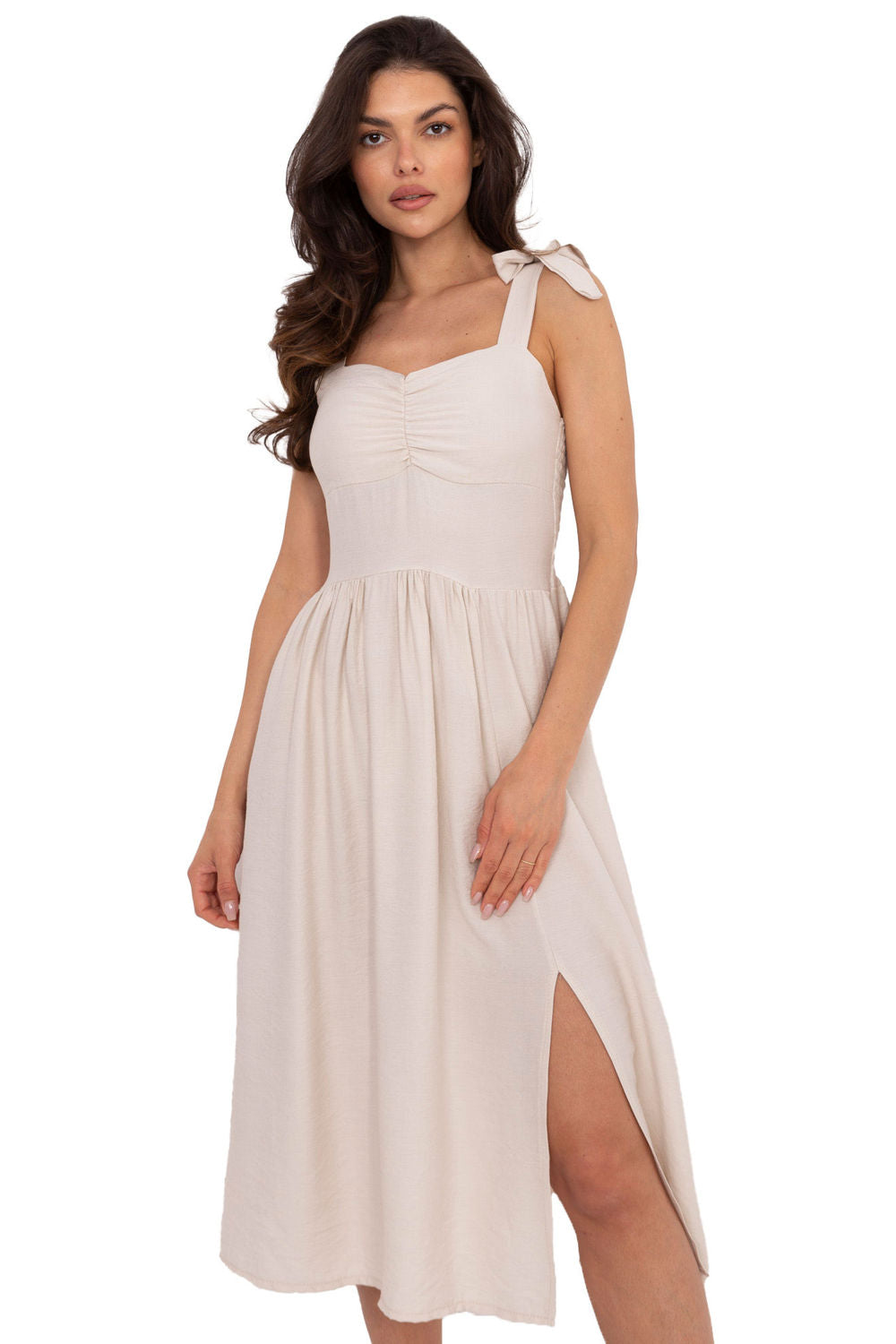Italy Moda Beige Flared Dress