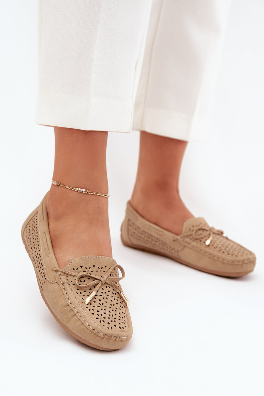 Step In Style Mirisa Khaki Lace Moccasins