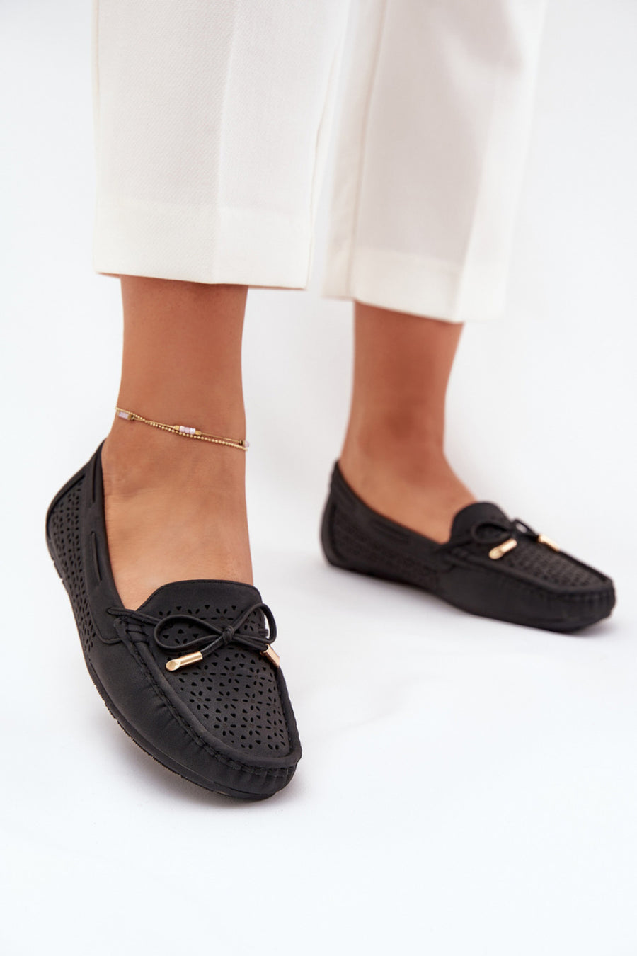 Step In Style Mirisa Black Faux Leather Moccasins