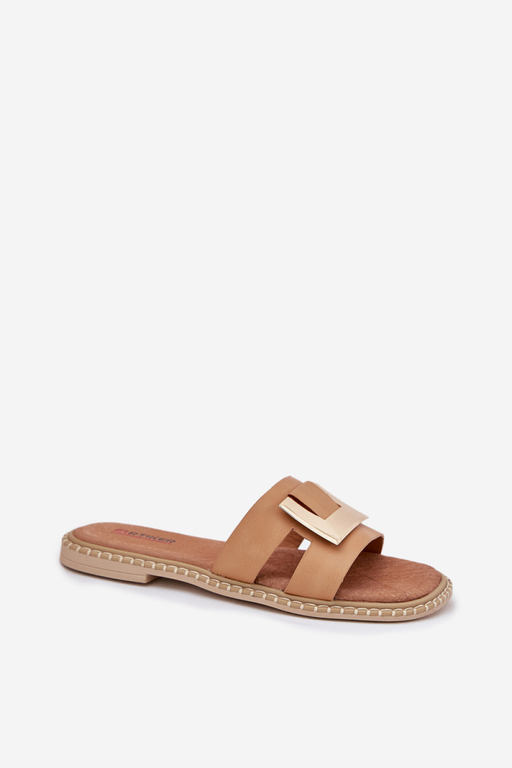 Step In Style Artiker Beige Leather Flat Flip Flops - view 2