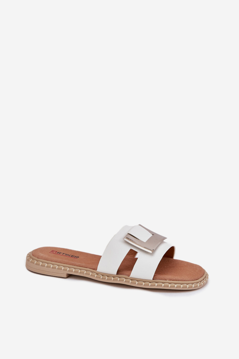 Step In Style Artiker White Leather Flat Flip Flops - view 2