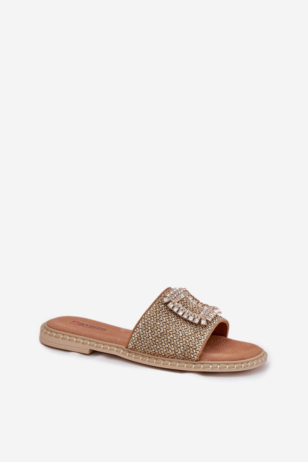 Step In Style Artiker Beige Leather Flat Flip Flops - view 2