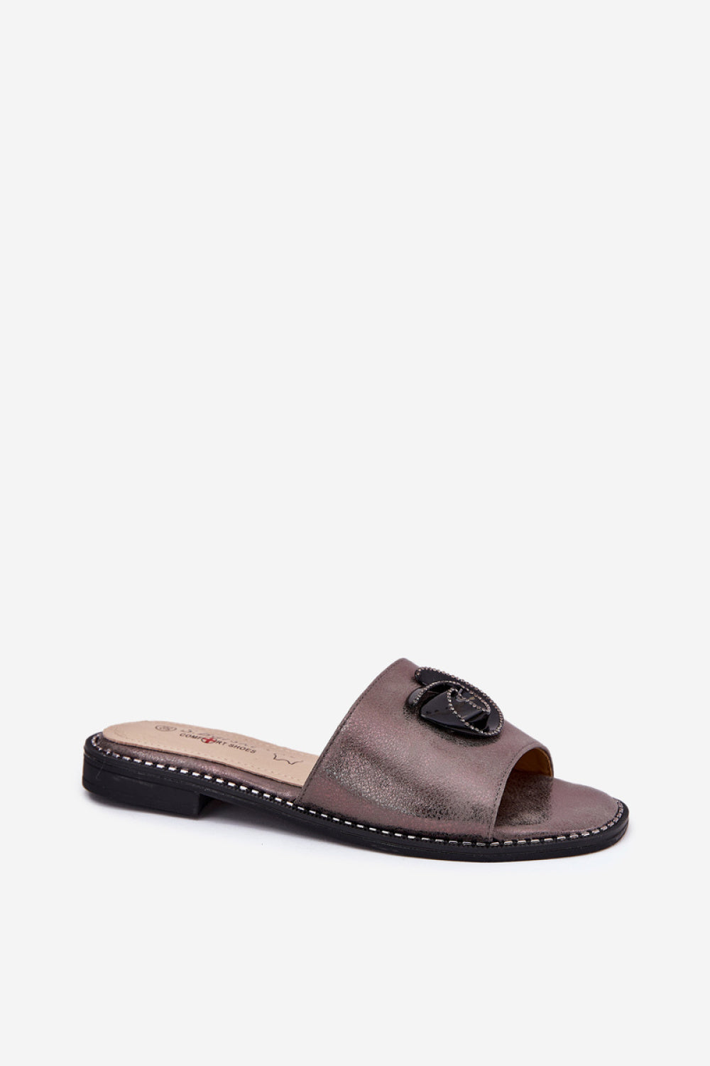 Step In Style Graphite Faux Leather Flat Flip Flops - view 2