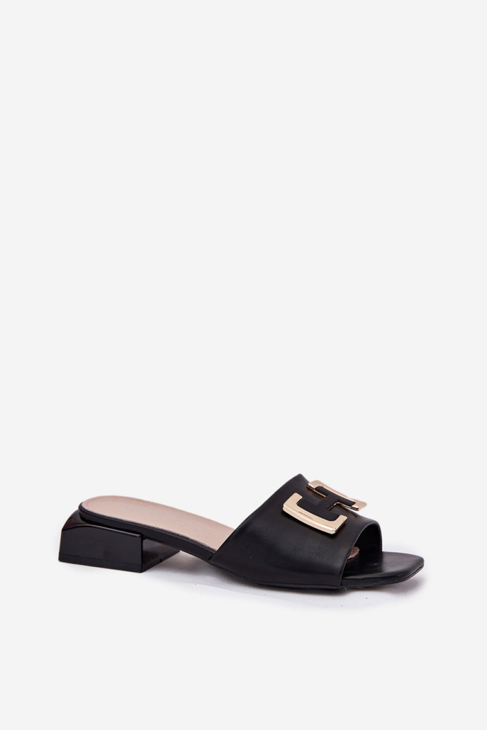 Step In Style Vinceza Black Faux Leather Block Heel Flip Flops - view 2