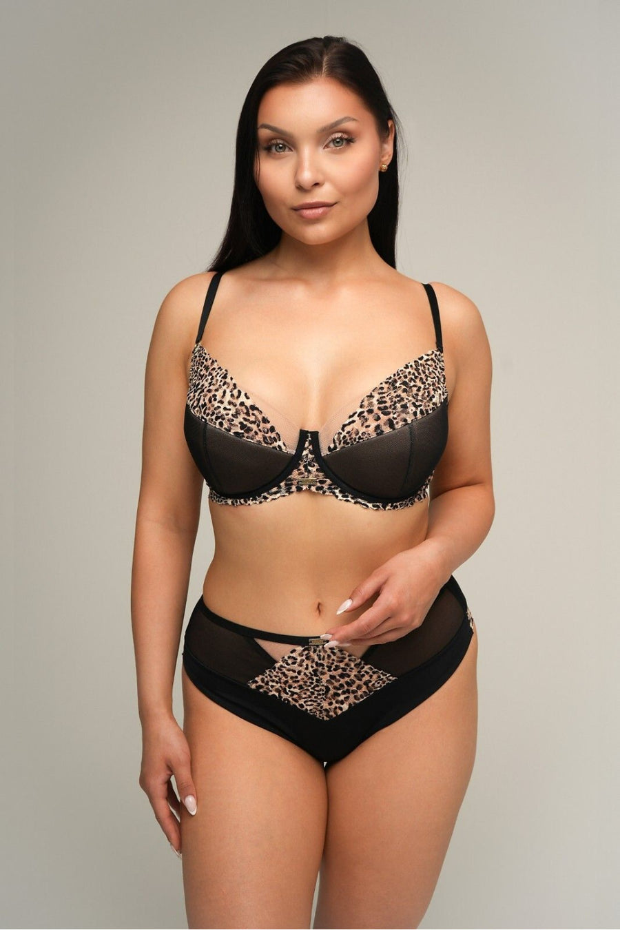 Ava Leopard Print Mesh Brazilian Knickers
