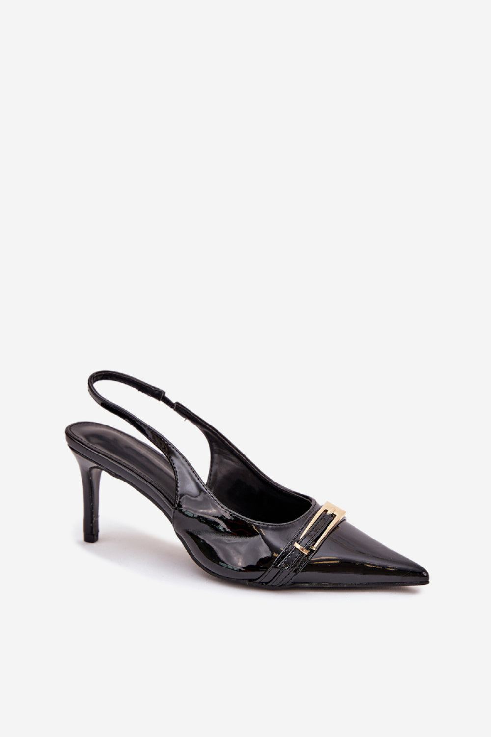 Step In Style Vivae Black Faux Leather Stiletto High Heels - view 2