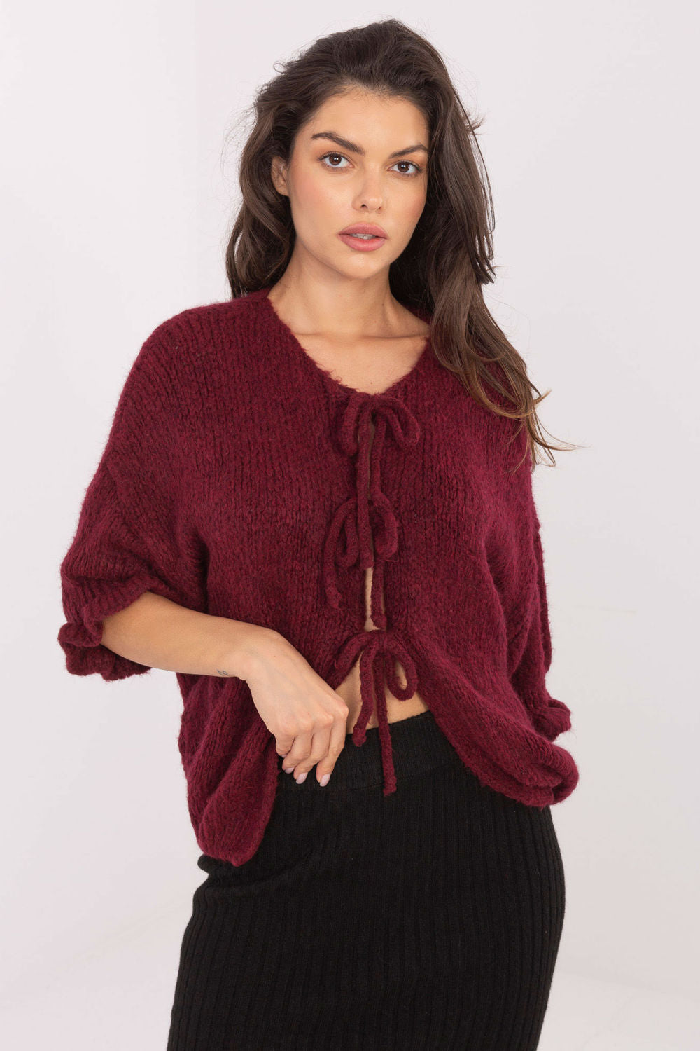 Italy Moda Burgundy Cardigan
