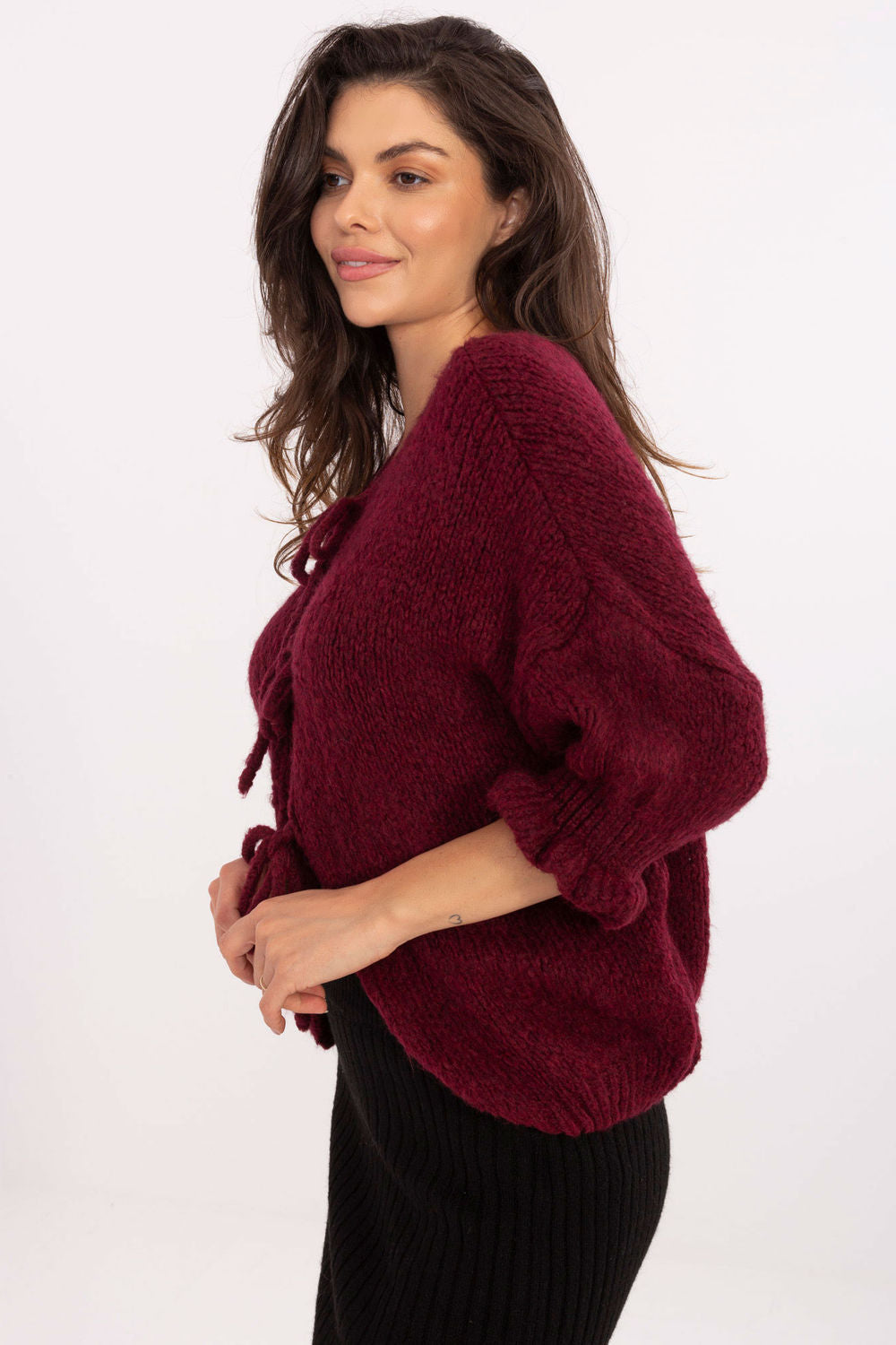Italy Moda Burgundy Cardigan - view 2