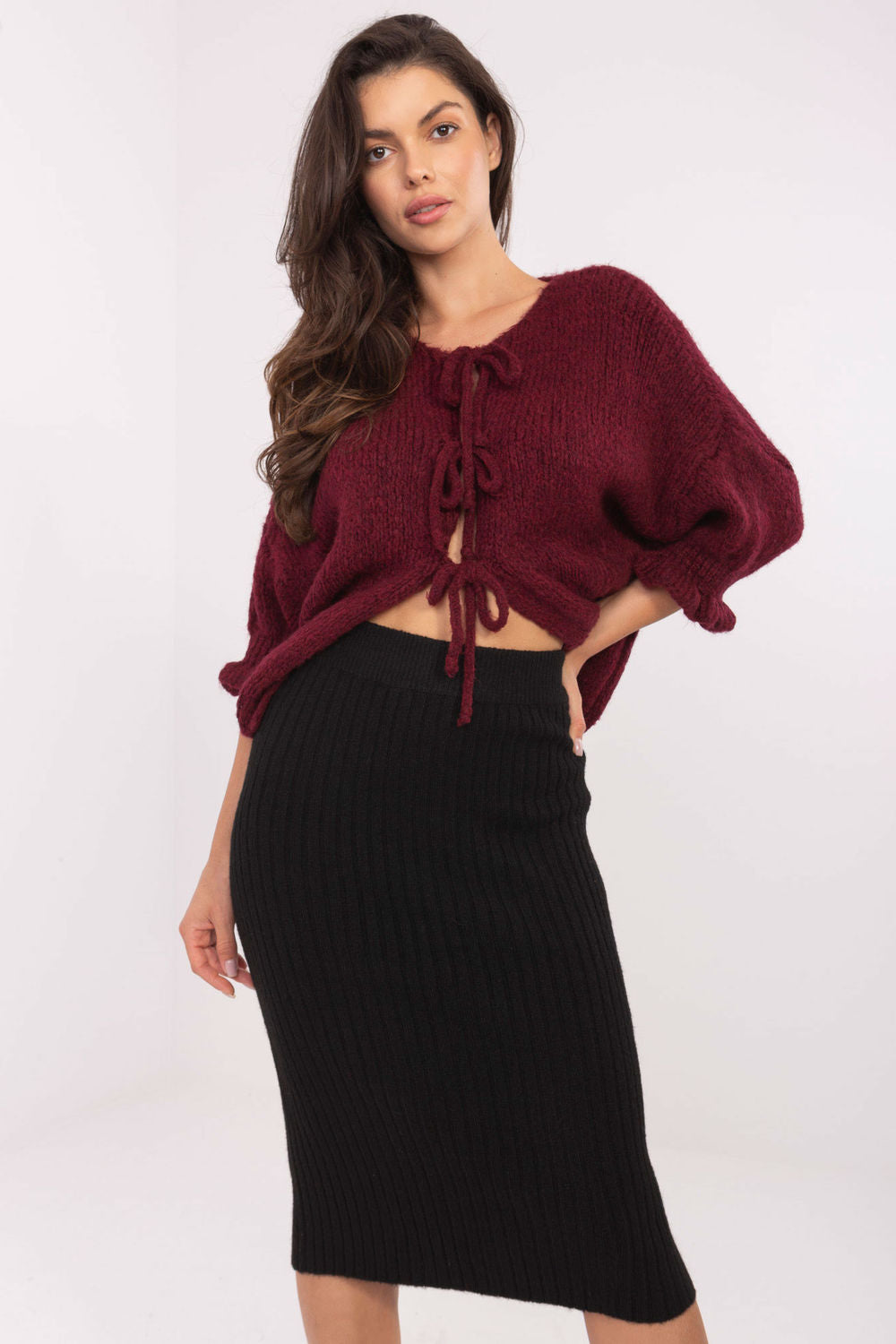 Italy Moda Burgundy Cardigan - view 4