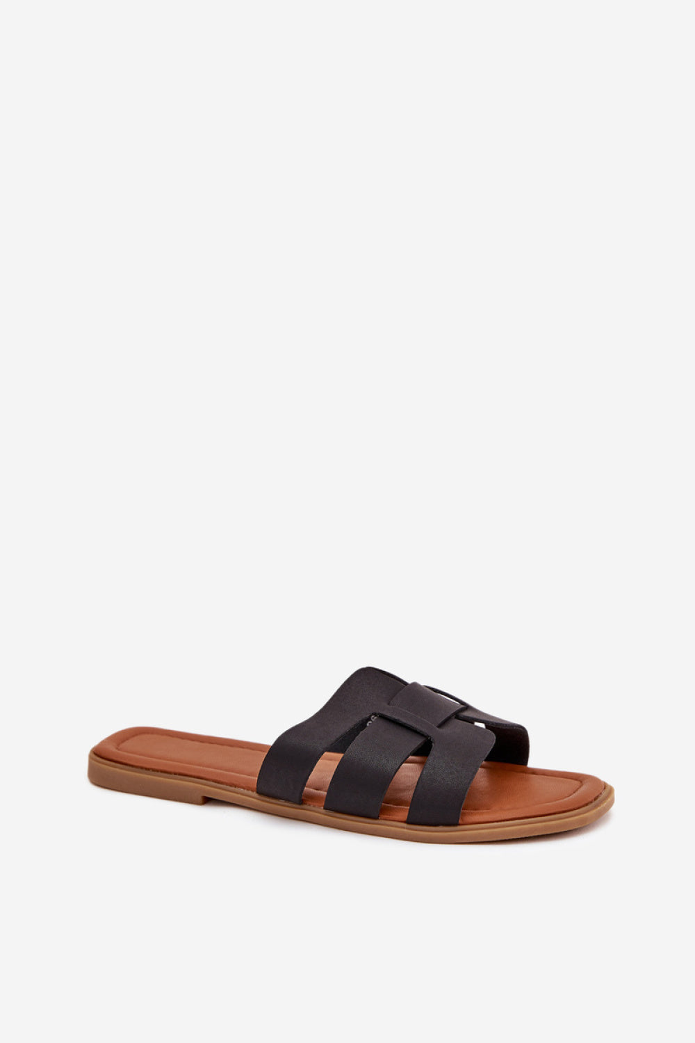 Step In Style Mirona Black Faux Leather Flat Flip Flops - view 2