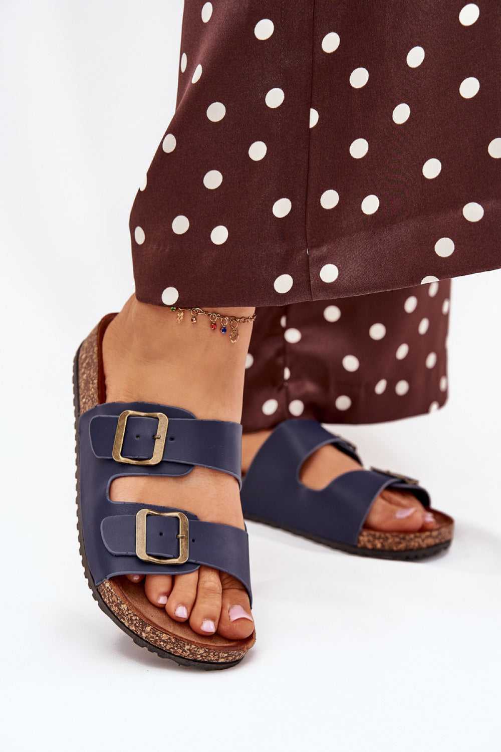 Step In Style Vesina Navy Faux Suede Platform Flip Flops