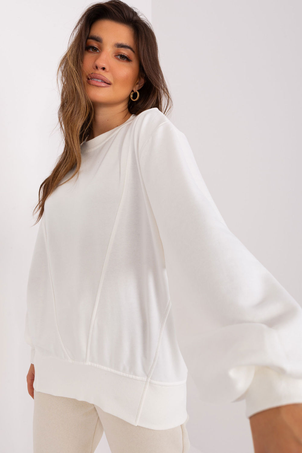 Ex Moda Ecru Oversized Cotton Sweatshirt - view 2