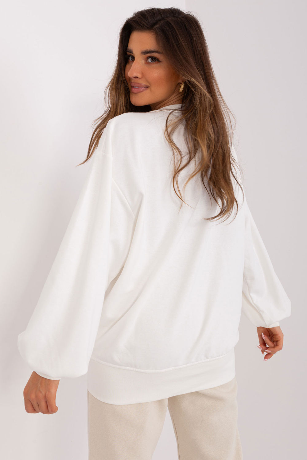 Ex Moda Ecru Oversized Cotton Sweatshirt - view 3