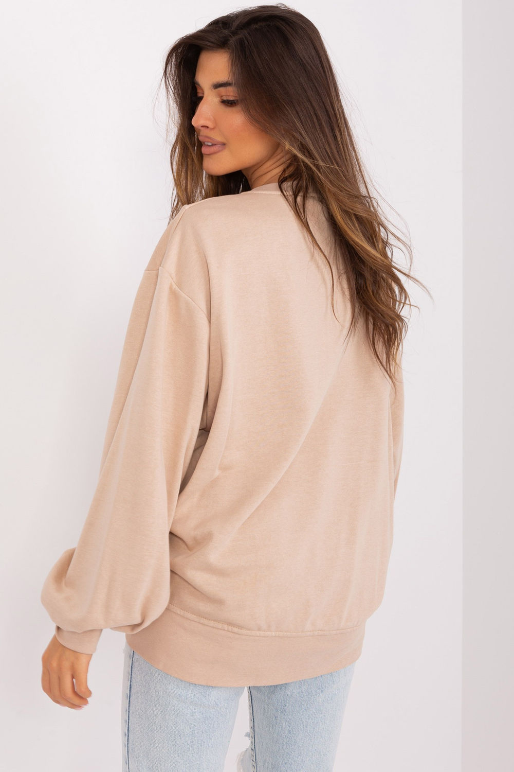Ex Moda Beige Oversized Cotton Sweatshirt - view 3