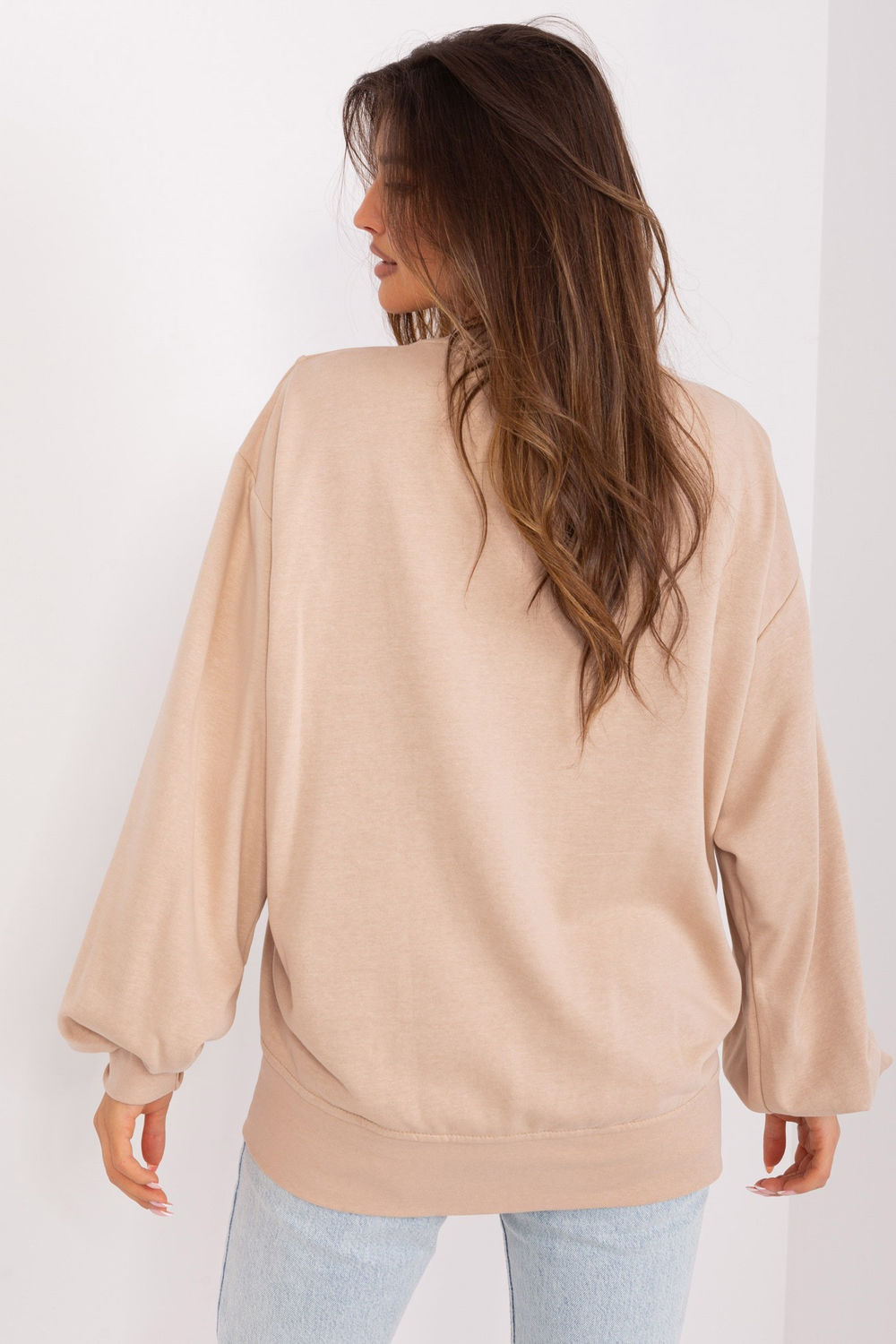 Ex Moda Beige Oversized Cotton Sweatshirt - view 4