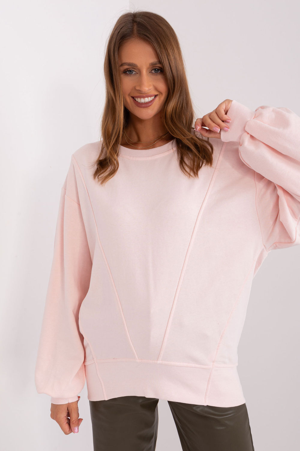 Ex Moda Light Pink Oversized Cotton Sweatshirt