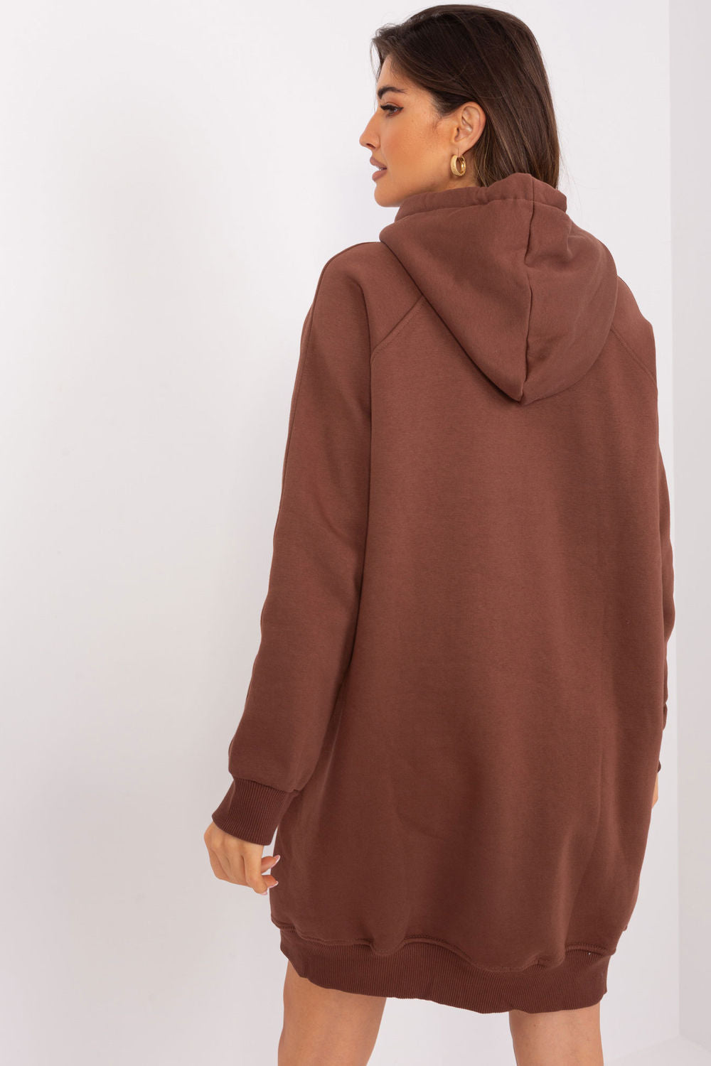 Ex Moda Brown Hooded Long Sleeve Cotton Sweatshirt - view 3