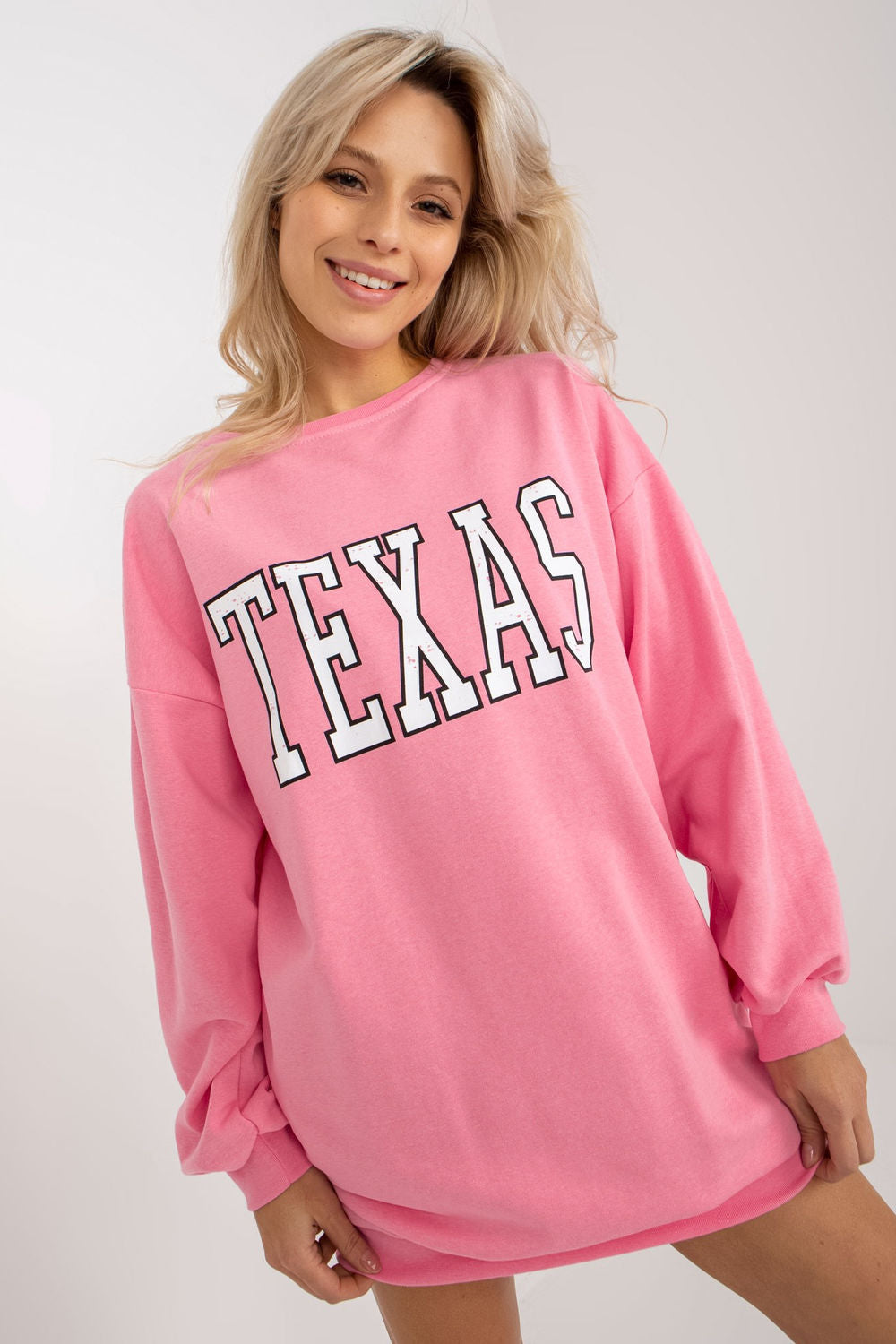 Ex Moda Pink Round Neck Long Sleeve Cotton Sweatshirt