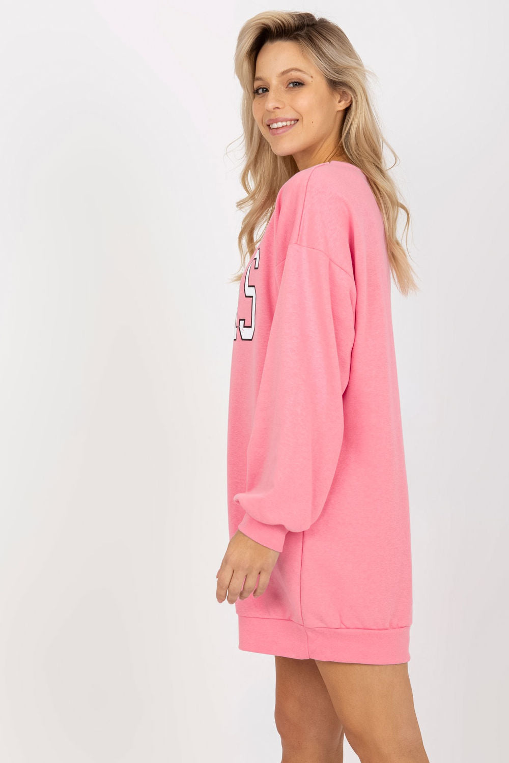 Ex Moda Pink Round Neck Long Sleeve Cotton Sweatshirt - view 2