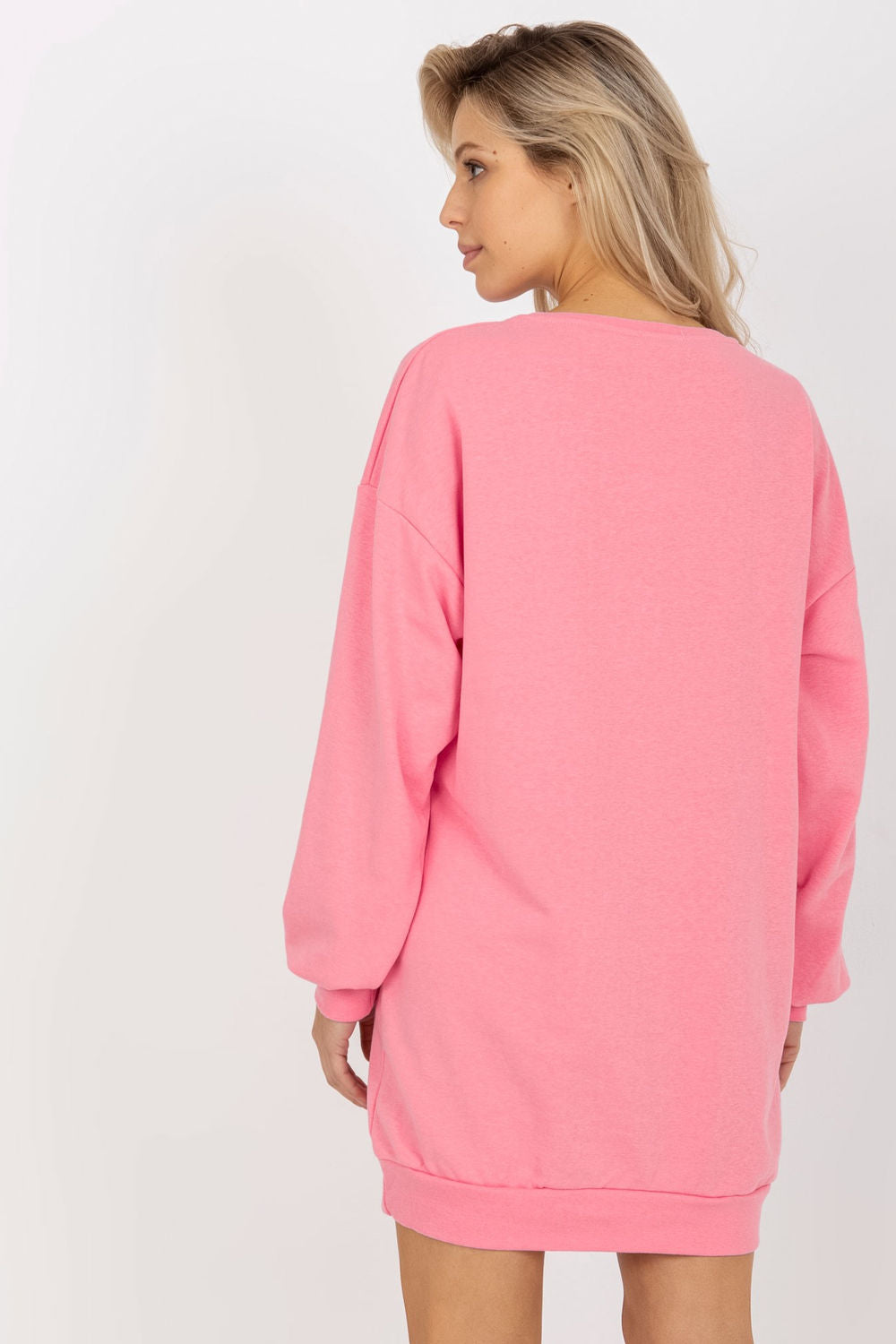 Ex Moda Pink Round Neck Long Sleeve Cotton Sweatshirt - view 3