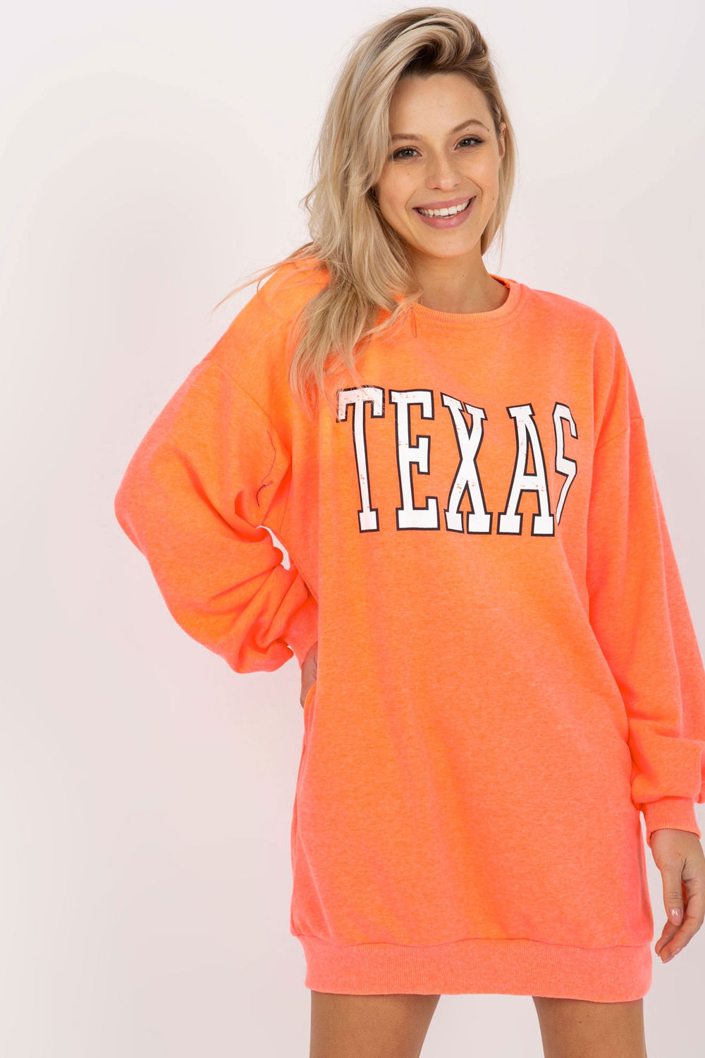 Ex Moda Neon Orange Long Sleeve Cotton Sweatshirt