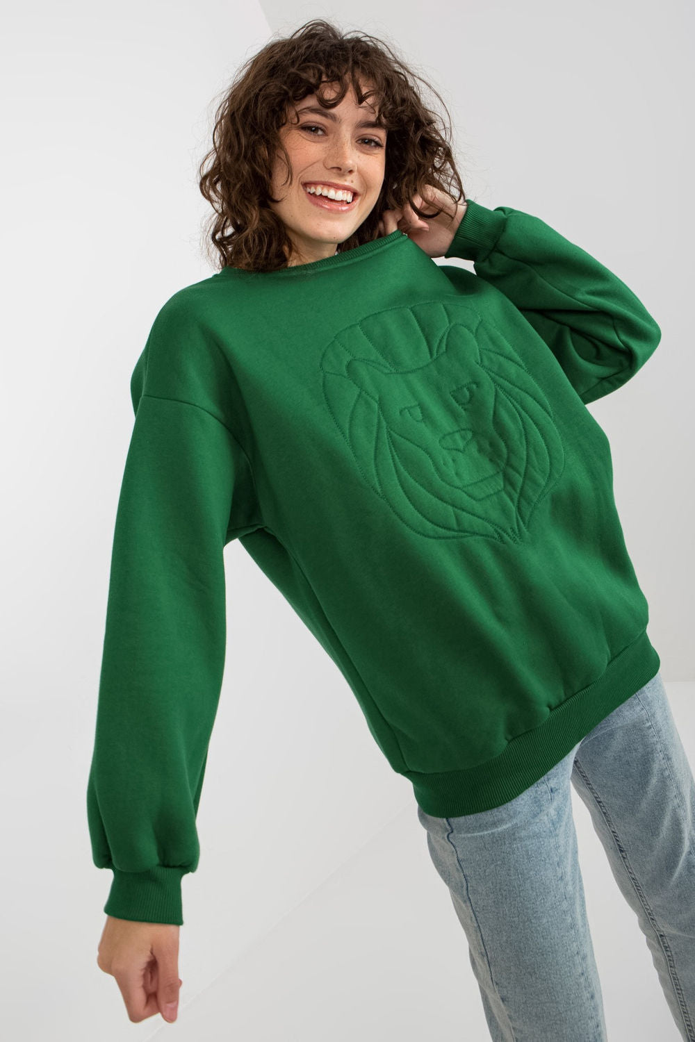 Ex Moda Dark Green Long Sleeve Cotton Sweatshirt - view 4