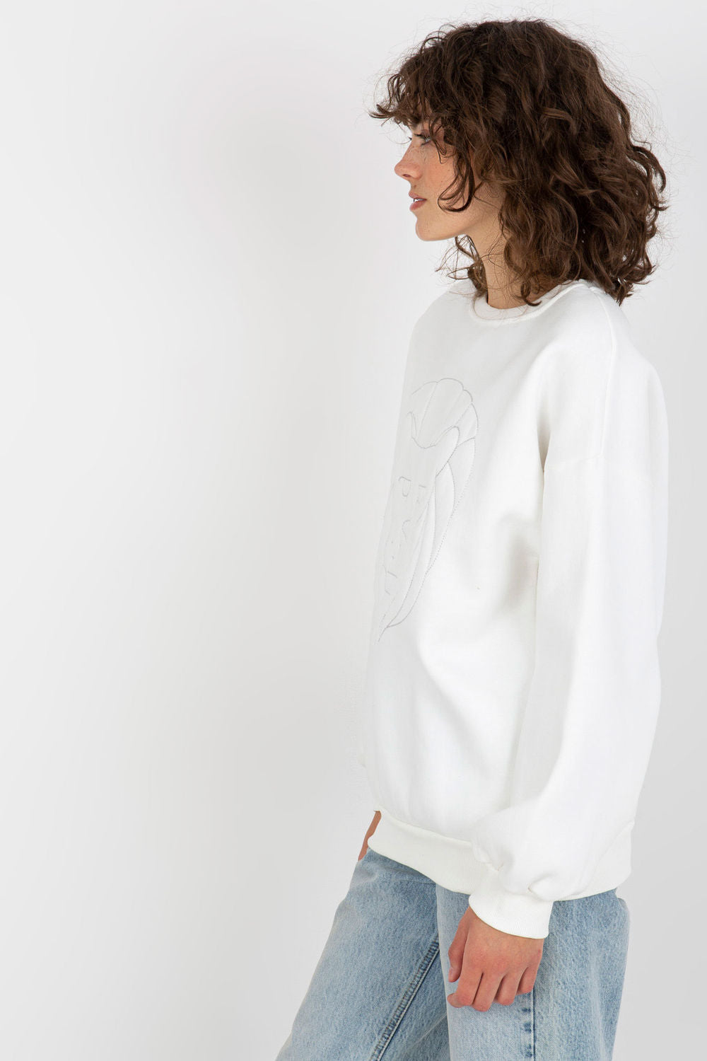 Ex Moda Ecru Long Sleeve Cotton Sweatshirt - view 2