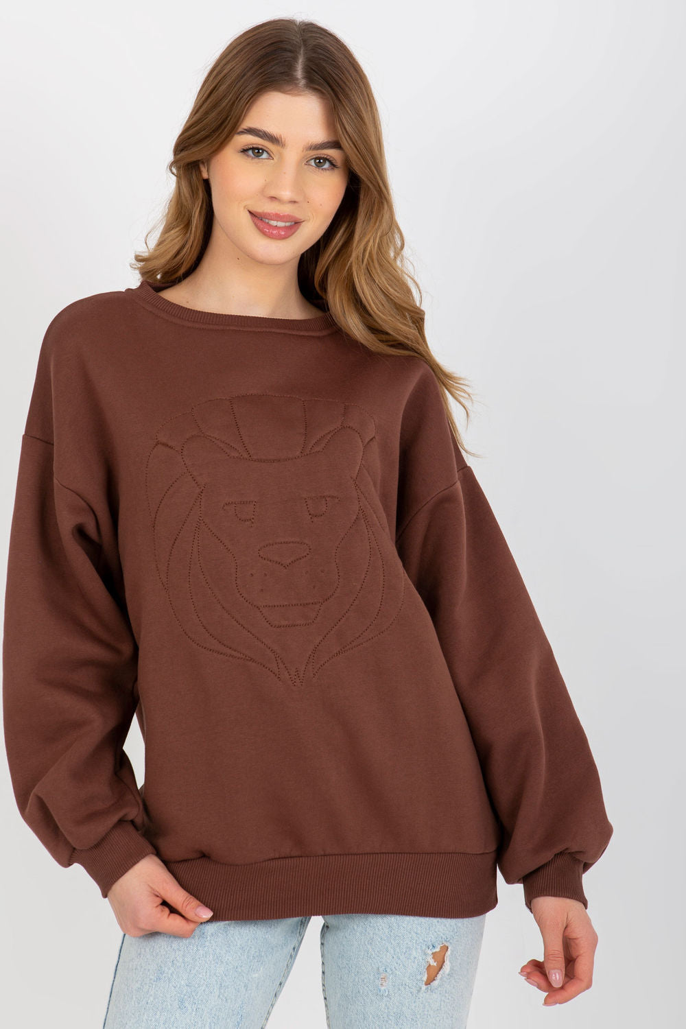 Ex Moda Brown Long Sleeve Cotton Sweatshirt