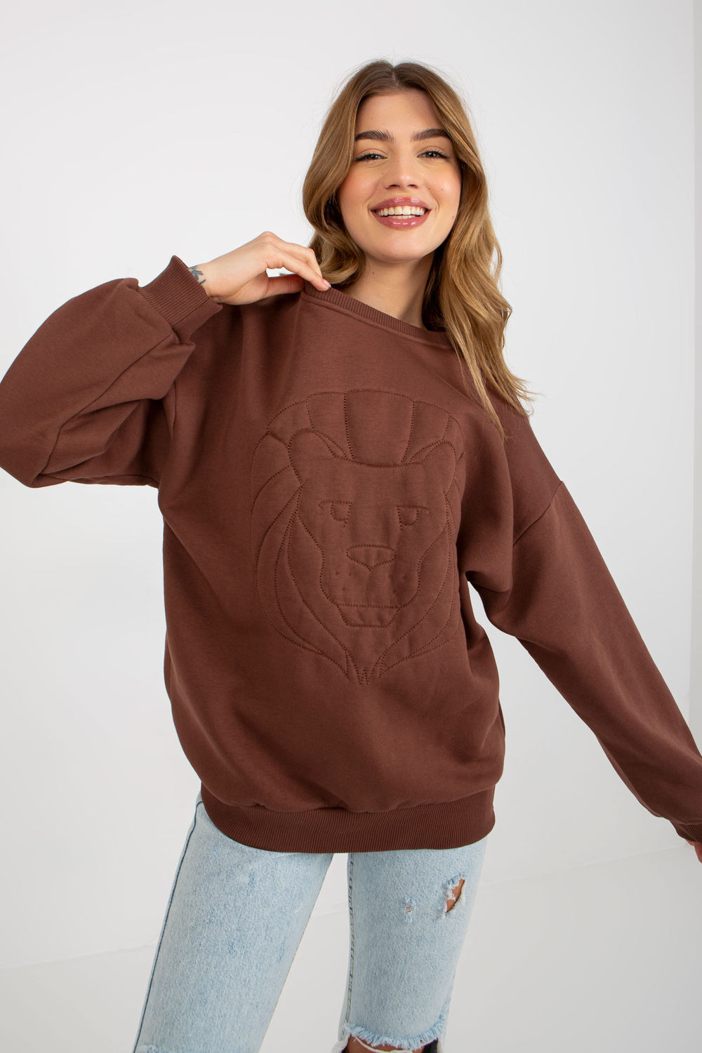 Ex Moda Brown Long Sleeve Cotton Sweatshirt - view 3