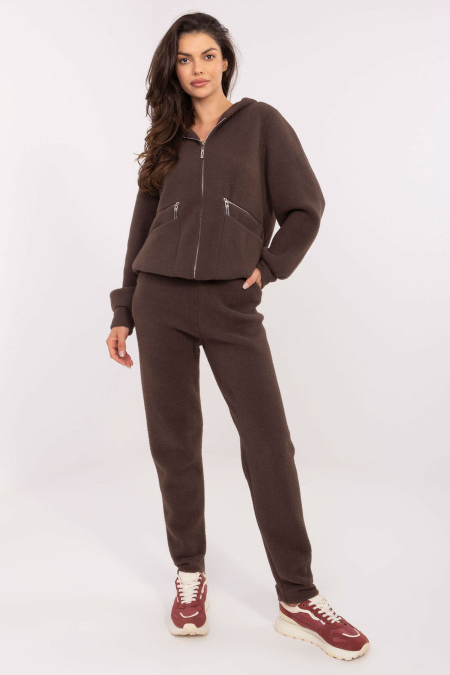 Factory Price Brown Wool High Waisted Long Sleeve Co-Ord Set