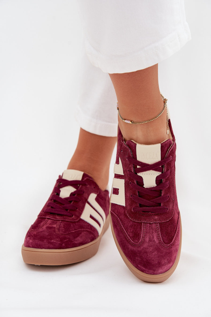 Step In Style Burgundy Leather Trainers