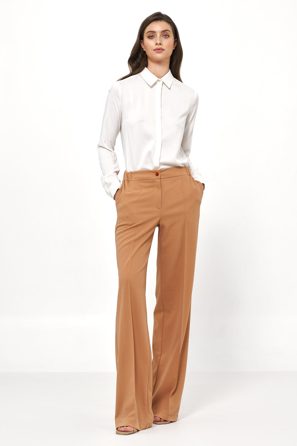 Nife White Collared Long Sleeve Top - view 2