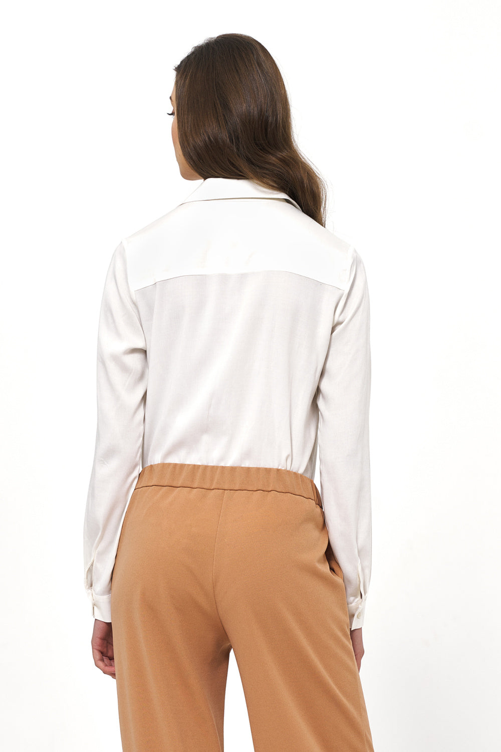 Nife White Collared Long Sleeve Top - view 3