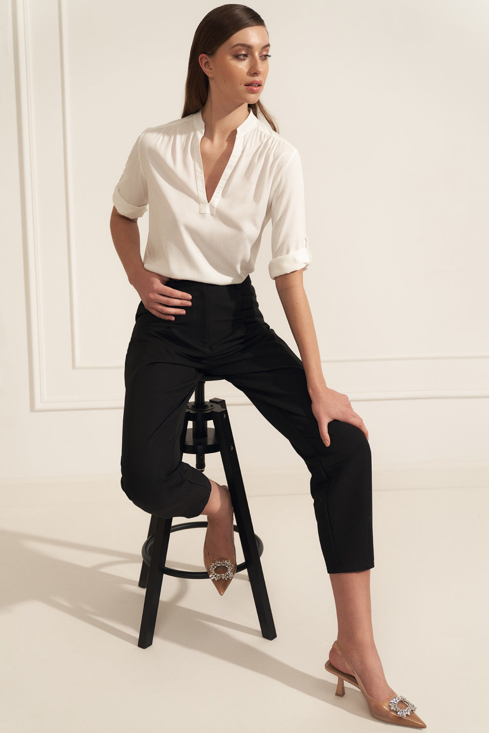 Nife Ecru High Waisted Blouse - view 2
