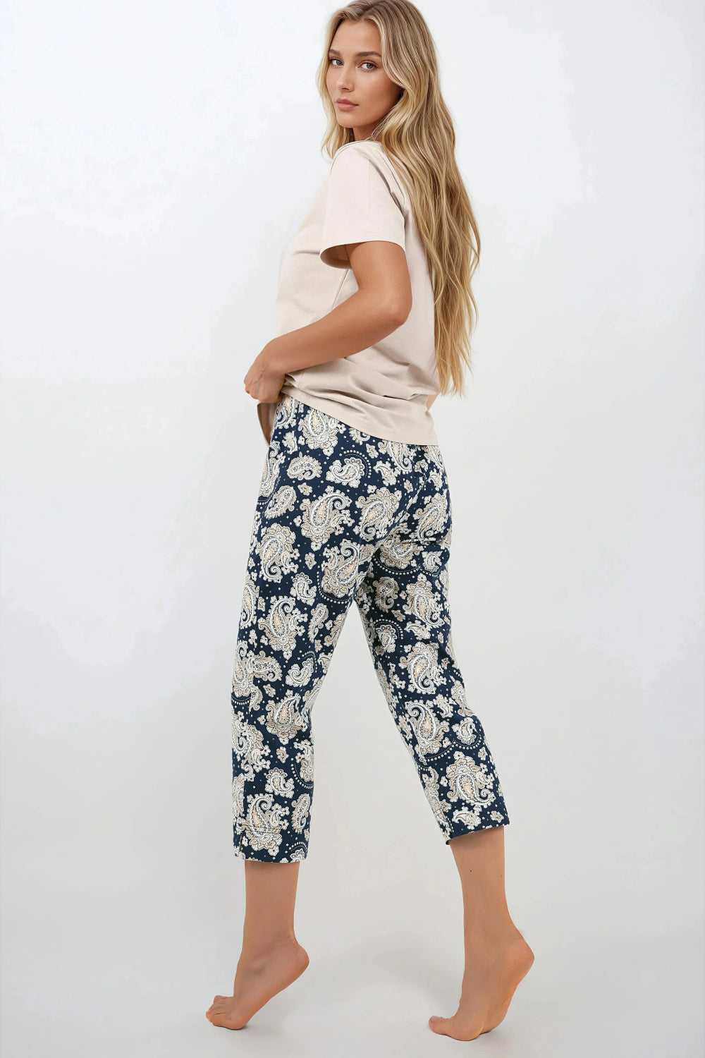 Momenti Per Me Navy Cotton Short Sleeve Pyjamas