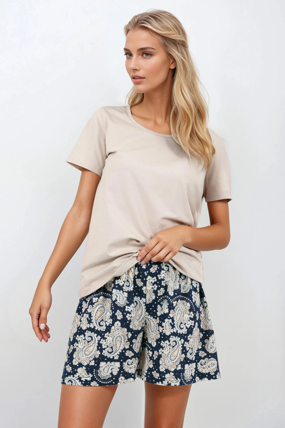 Momenti Per Me Stardust Navy Cotton Short Sleeve Pyjamas