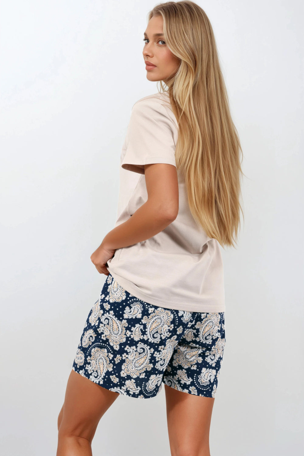 Momenti Per Me Stardust Navy Cotton Short Sleeve Pyjamas - view 3
