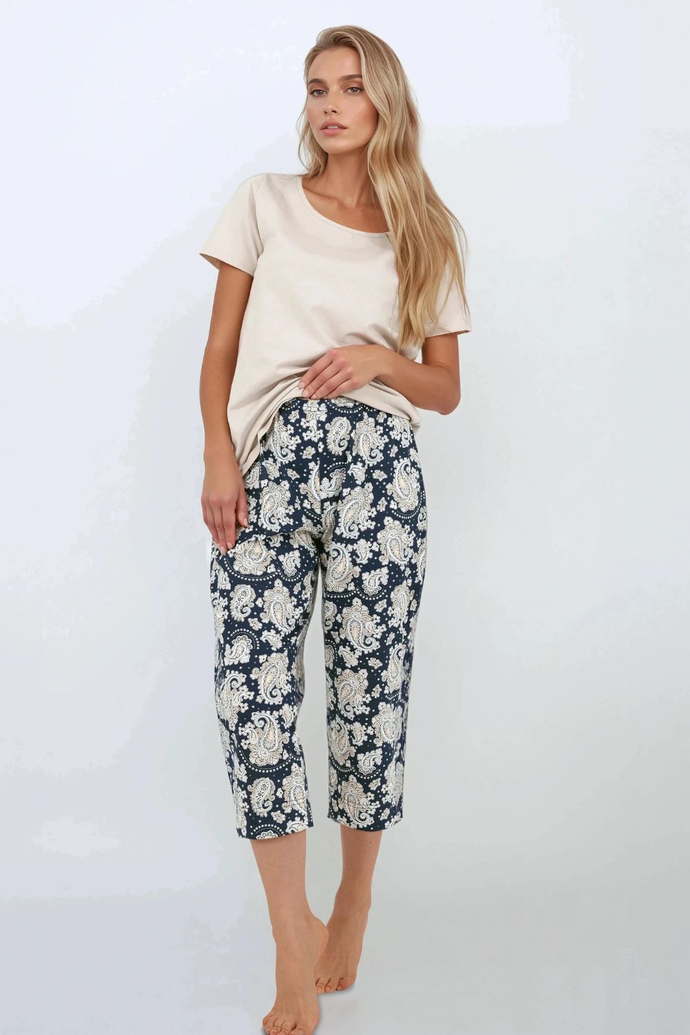 Momenti Per Me Navy Cotton Short Sleeve Pyjamas - view 3